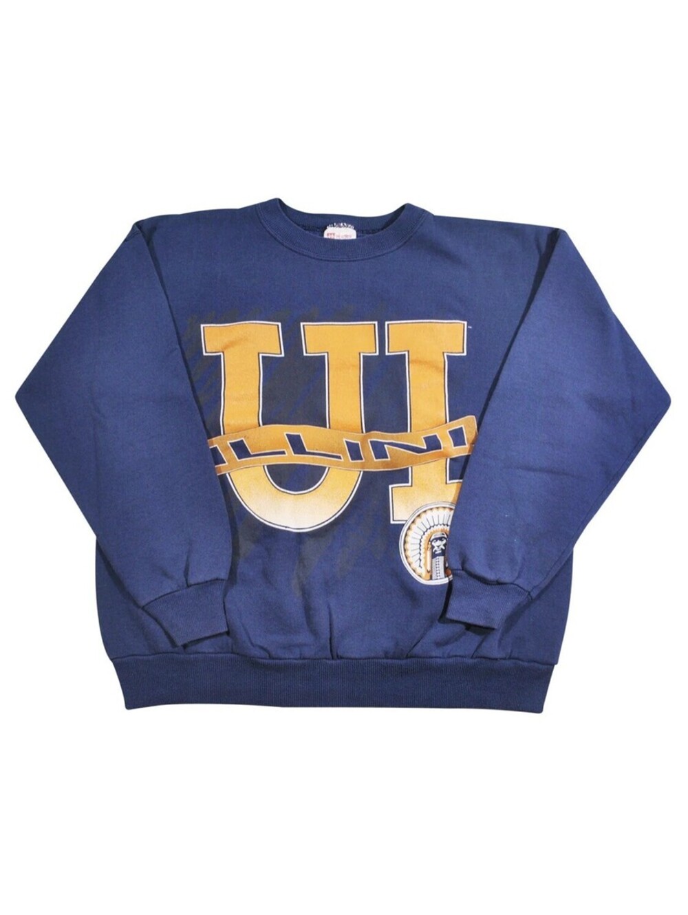 Vintage Illinois Illini NCAA Basketball Football 90s Navy Sweatshirt Size Medium